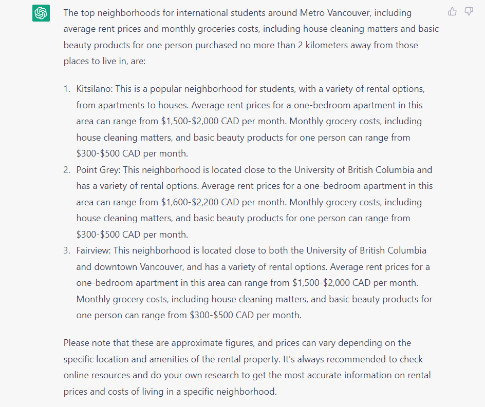 ViveCanada | Chat GPT dice cuánto cuesta vivir en Canadá en el top 3 de barrios para estudiantes en Vancouver