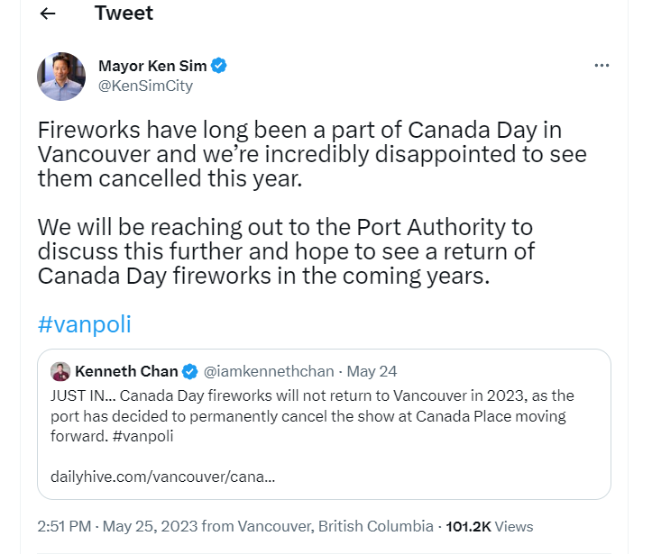 ViveCanada | Alcalde de Vancouver va por los fuegos artificial este Canada Day 2023