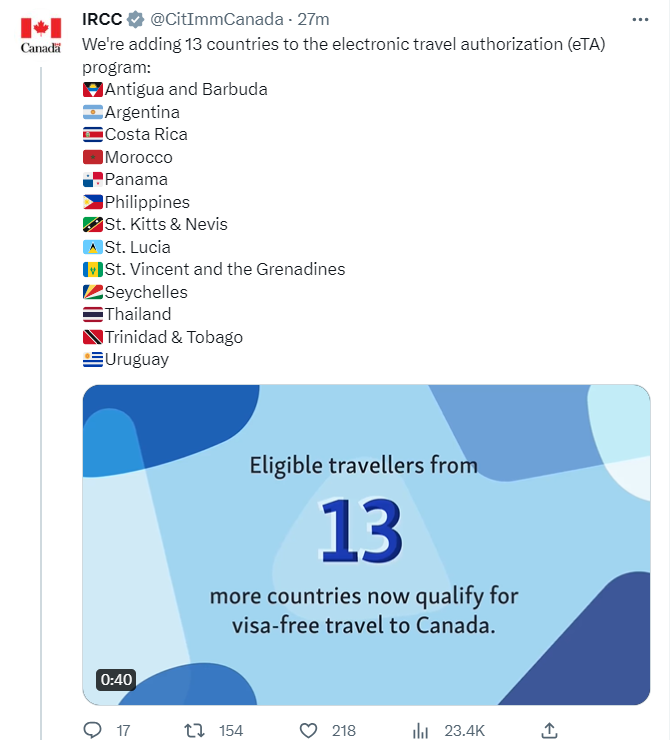 ViveCanada | Hola eTA, adiós Visa: 9 países más de América accederán a Canadá más fácil