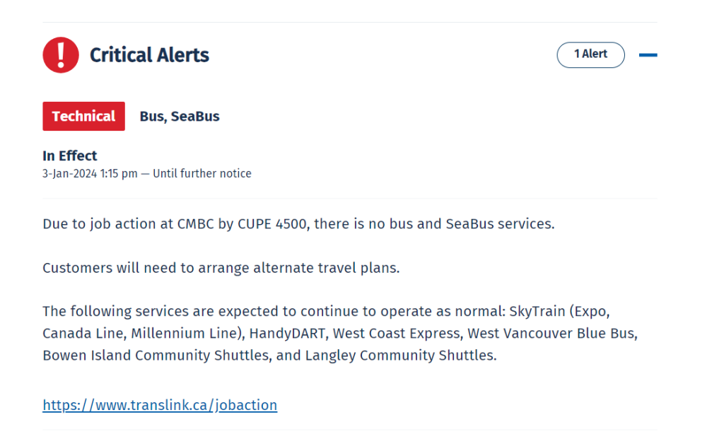 ViveCanada | Movilidad en Vancouver: Translink sin Seabus y otros servicios por huelga CUPE
