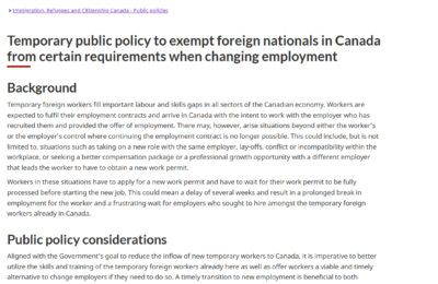 Temporary Public Policy